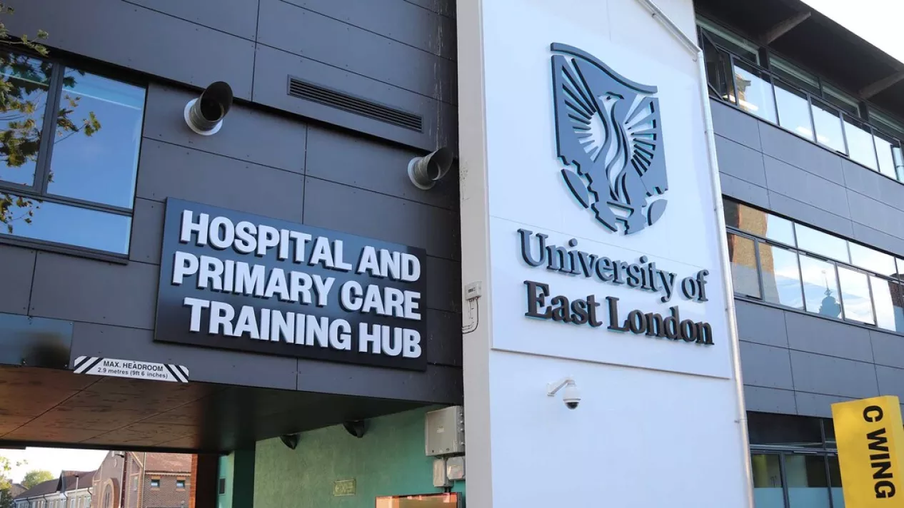 Exterior of Hospital and Primary Care training hub at Stratford campus