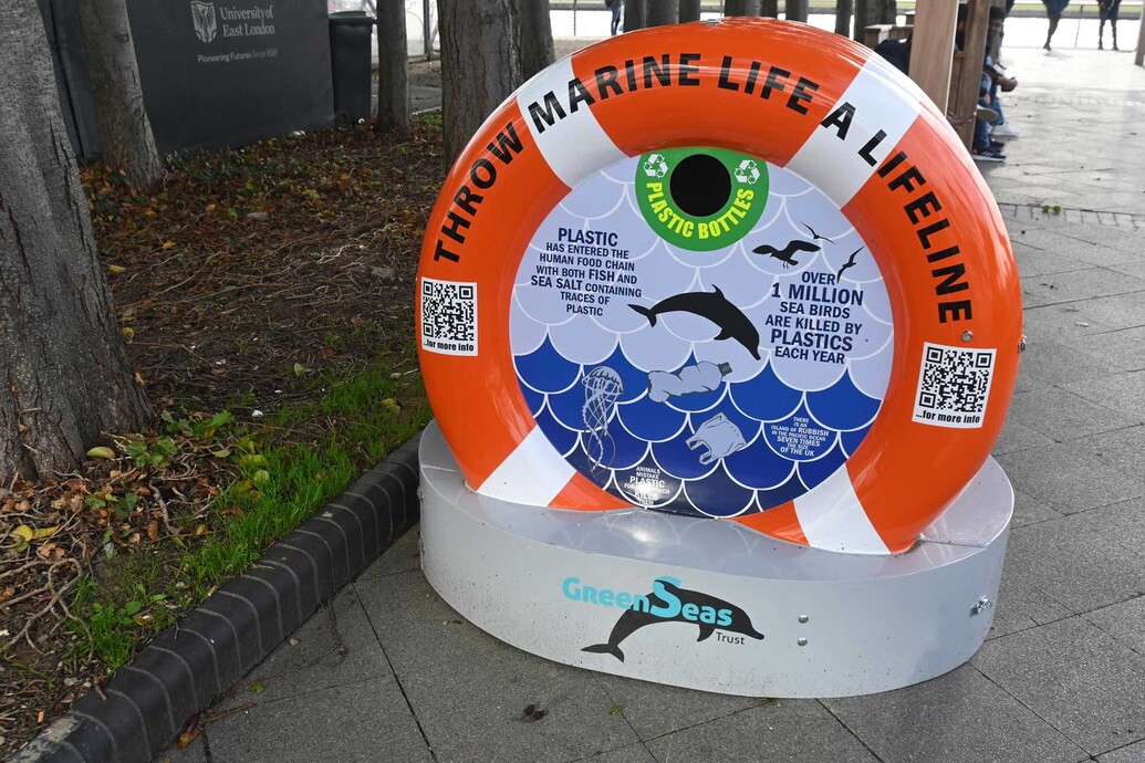 Marine life recycling bin at Docklands campus