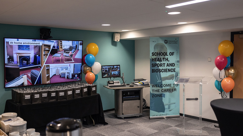 View of hospital and primary care training launch room with balloons