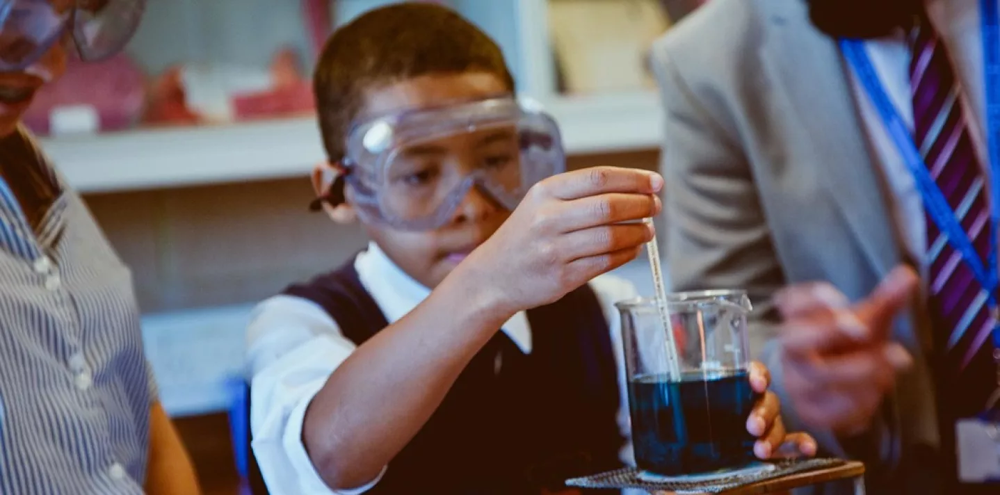 Child doing chemistry